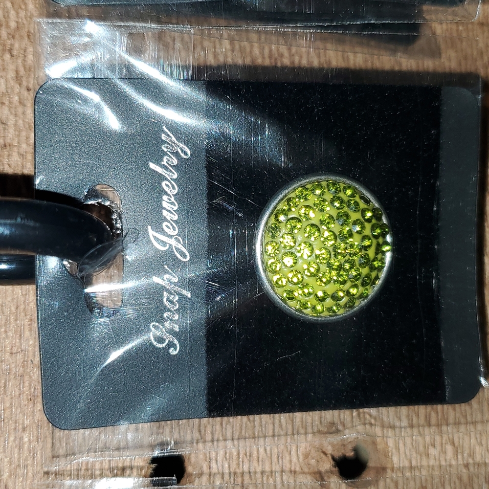 Lime Neon Green Rhinestone Snap 20 mm